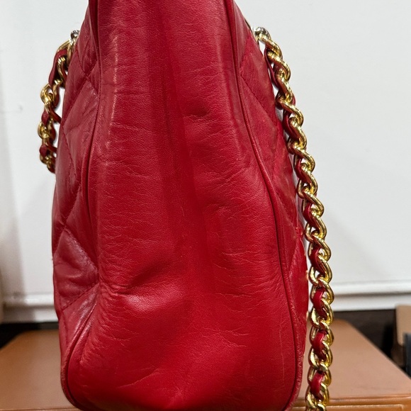 Giani Bernini Red Quilted Leather Shoulder Bag Vintage - Picture 4 of 6